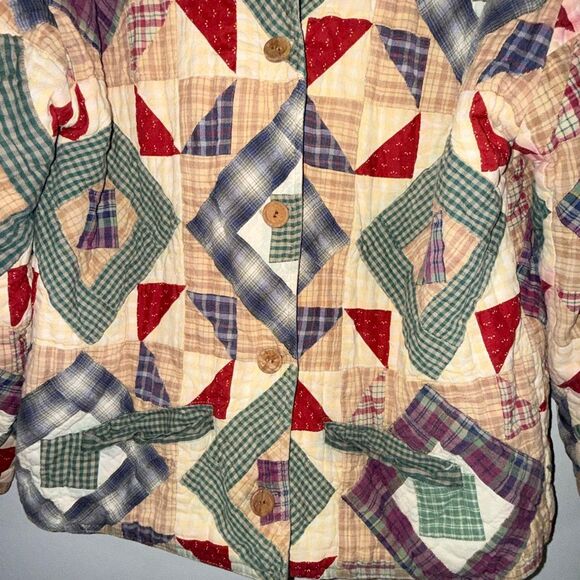 Vintage PatchMagic Reversible Quilted Jacket Women’s Patchwork Plaid Country Cot - Picture 3 of 15